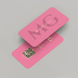 Cartão De Visita Profissional Elegante Rosa Monograma Moderno