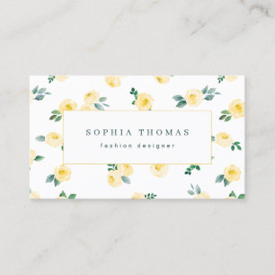 Cartão De Visita Profissional floral amarelo-aquarela moderno