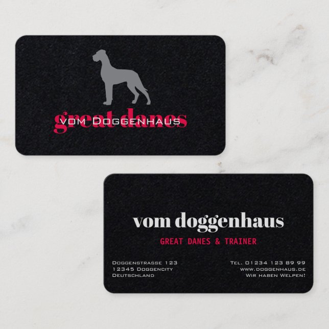 Cartão de Visita Profissional Great Dane (Frente/Verso)