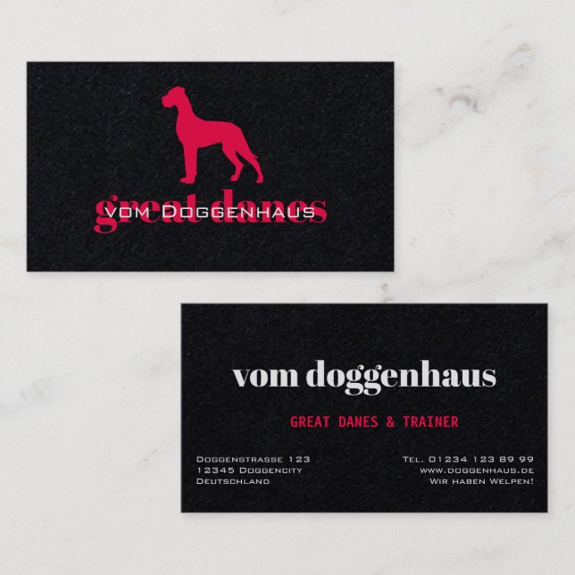 Cartão de Visita Profissional Great Dane (Frente/Verso)