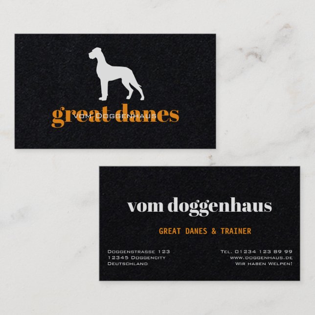 Cartão de Visita Profissional Great Dane (Frente/Verso)