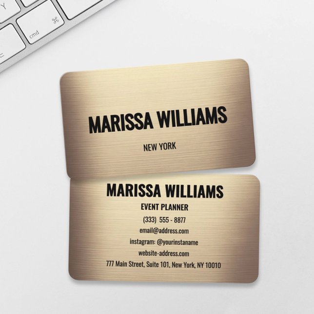 Cartão de visita profissional minimalista Dourado  (Criador carregado)