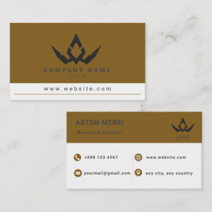 Cartão De Visita Profissional Minimalista Dourado e Branco Digital