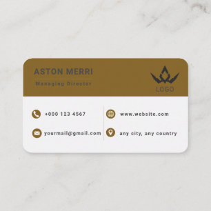 Cartão De Visita Profissional Minimalista Dourado e Branco Digital