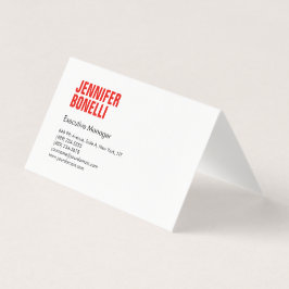 Cartão De Visita Profissional minimalista moderno ousado vermelho b