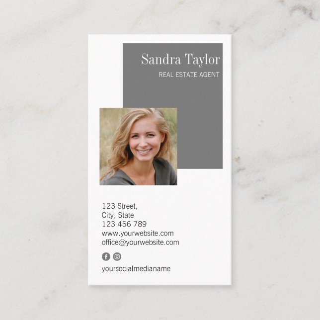 Cartão De Visita Profissional moderno adicione seu logotipo materia (Frente)