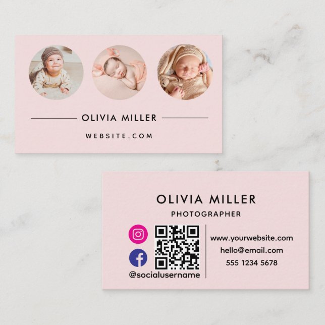 Cartão de visita profissional moderno com código Q (Frente/Verso)