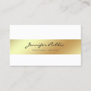 Cartão De Visita Profissional Moderno Elegante Branco Ouro Chic Lim