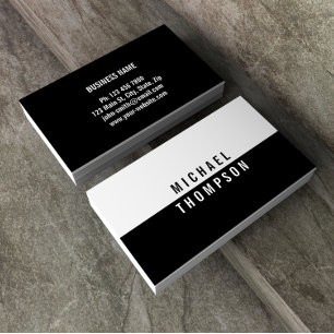Cartão De Visita Profissional Moderno Elegante branco preto
