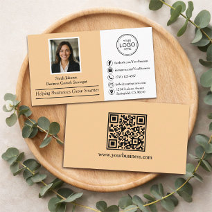 Cartão De Visita Profissional Moderno Personalizado com Foto e Códi