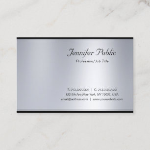 Cartão De Visita Profissional Moderno Script Prata Luxo Elegante