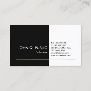 Cartão De Visita Profissional Preto Branco Dourado Elegante Moderno