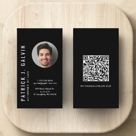 Cartão de Visita Profissional Preto Código QR Mini