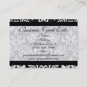 Cartão De Visita Profissional preto e branco Busine do damasco do
