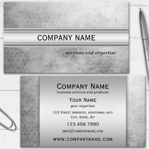Cartão De Visita Profissional Preto e Branco Metálico Prata