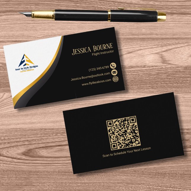 Cartão de Visita Profissional QR Code Elegante Pre (Criador carregado)