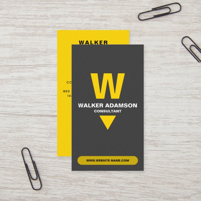 Cartão De Visita Profissional (QR monograma) Dourado e preto (Frente/Verso In Situ)