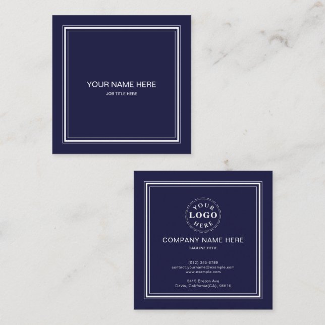 Cartão de visita profissional quadrado de Marinho  (Frente/Verso)