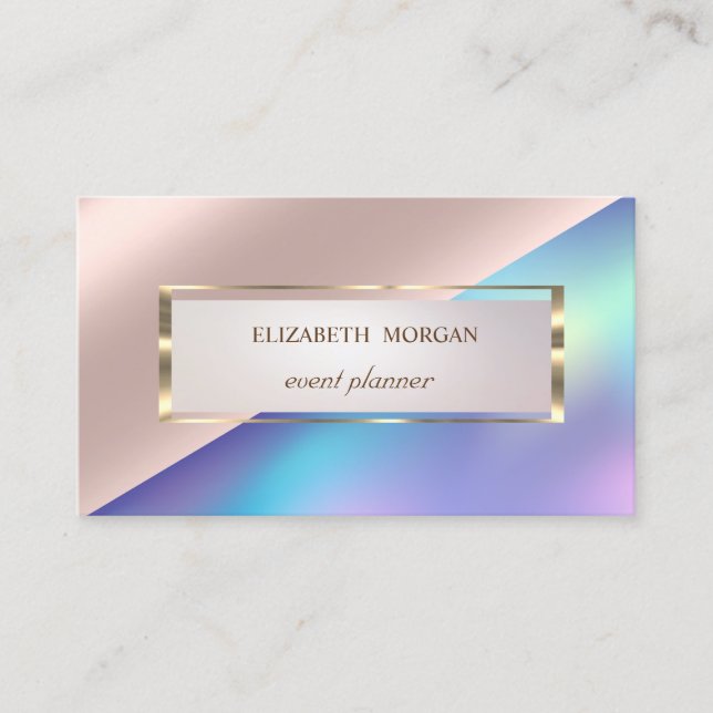 Cartão De Visita Profissional, Quadro Moderno Rosa Dourado Holográf (Frente)