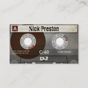 Cartão De Visita Profissional retro legal da cassete áudio DJ