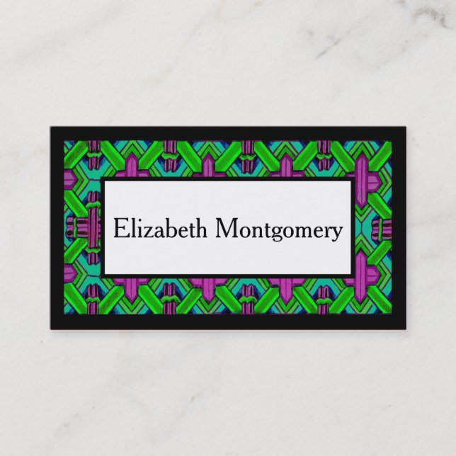 Cartão de visita profissional roxo e verde (Frente)
