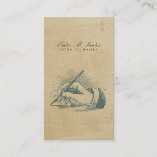 Cartão De Visita Profissional simples legal da mão da caneta do (Frente)