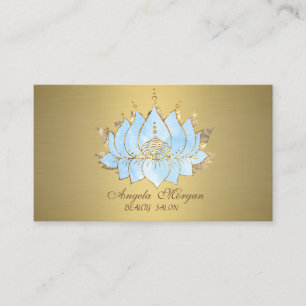 Cartão De Visita Profissional Simples Lírio Azul Dourado