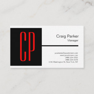 Cartão De Visita Profissional vermelho branco preto moderno de