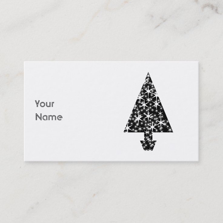 Cartão De Visita Projeto preto e branco da árvore de Natal 