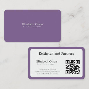 Cartão De Visita Promoção de Corretor Moderno simples roxo branco