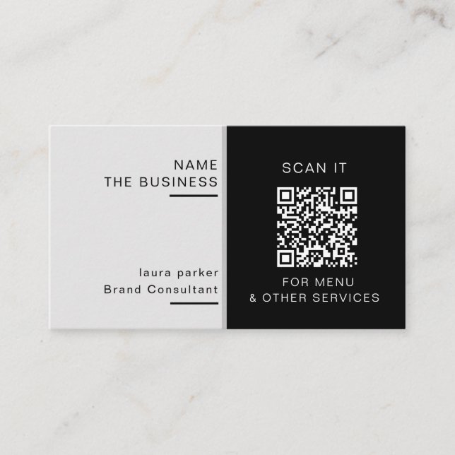 Cartão De Visita Promoção mínima de varredura do código QR profissi (Frente)
