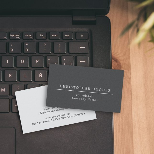 Cartão De Visita Promotor de Cinza da Elegante Texture White Line (Criador carregado)