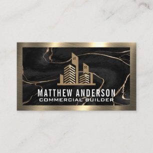 Cartão De Visita Propriedade comercial   Marble   Metálico Dourado