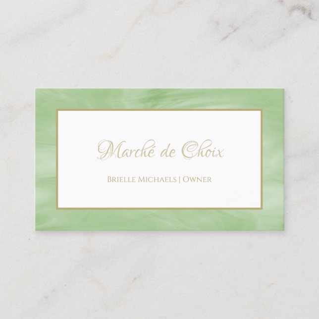 Cartão De Visita Proprietário de Salão Verde Sálvia (Frente)