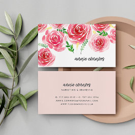 Cartão De Visita Proveniência Rosa Watercolor Floral
