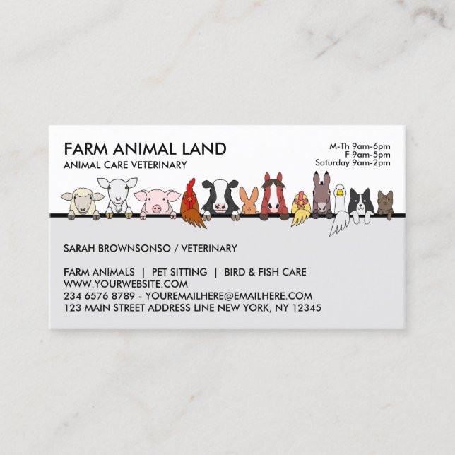 Cartão De Visita Próxima Consulta Veterinária de Animal de Fazenda (Frente)
