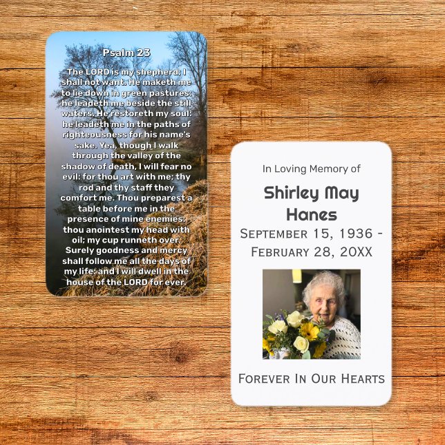 Cartão De Visita Psalm 23 Calm Lake Memorial Prayer Card (Psalm 23 Calm Lake Memorial Prayer Cards)