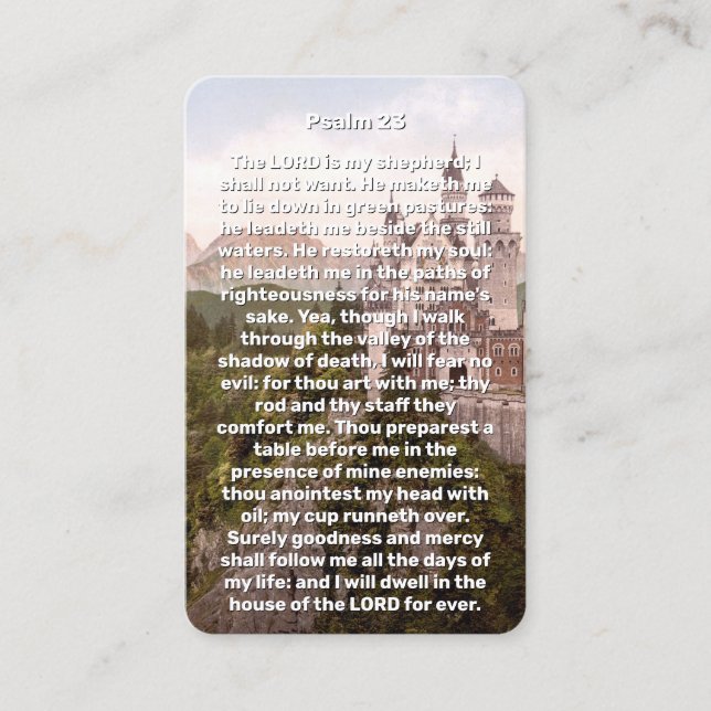 Cartão De Visita Psalm 23 Castle Memorial Prayer Card (Frente)