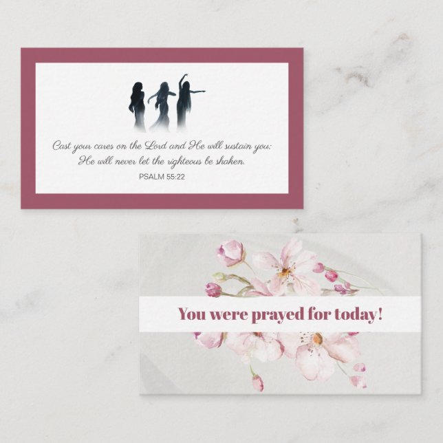 Cartão De Visita Psalm 55:22 You were prayed for Scripture Card (Frente/Verso)