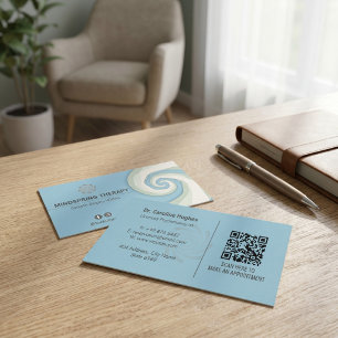 Cartão De Visita Psicoterapeutas Negócios de Terapia Spiral Blue