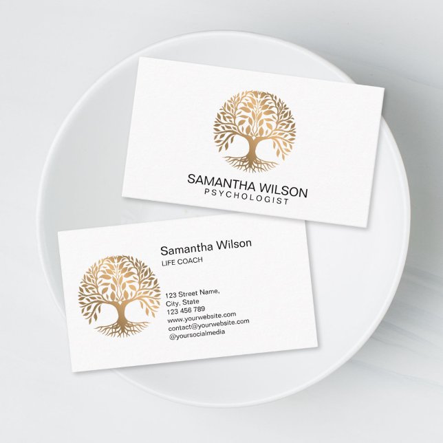Cartão De Visita Psychologist Therapist Counselor Psychiatrist  (brain tree logo design for therapists)