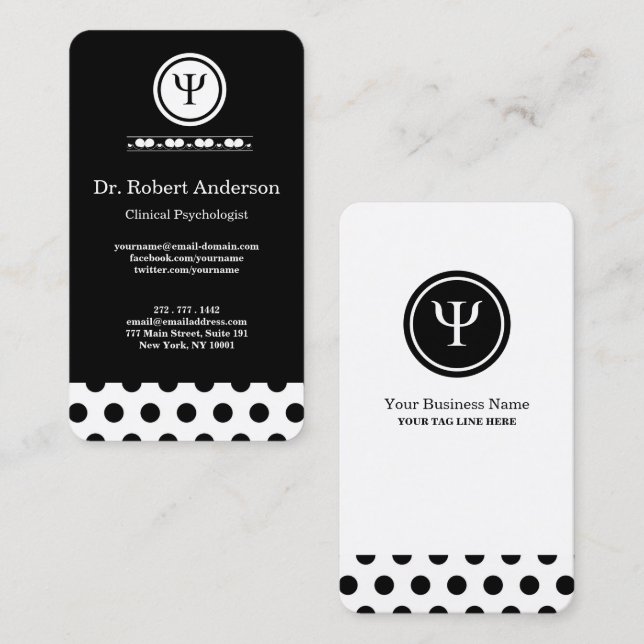 Cartão De Visita Psychology Psi Symbol Clinical Psychologist  (Frente/Verso)