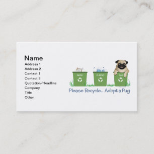 Cartão De Visita Pug plástico de papel