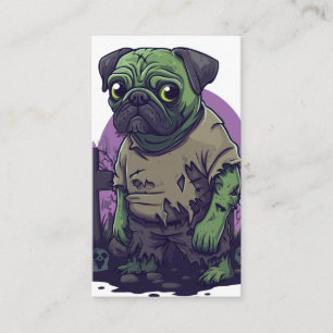 Cartão De Visita Pug Zumbi � Cachorro de Halloween Divertido e Sem