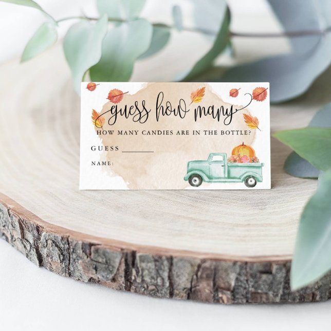 Cartão De Visita Pumpkin Fazenda Truck Adivinha Quantas Cartas De J (A fun game for your baby shower!)