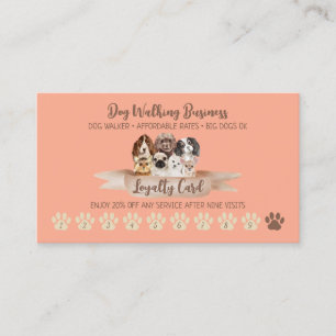 Cartão De Visita Punch-Orange Dog Walker Loyalty Discount Paw