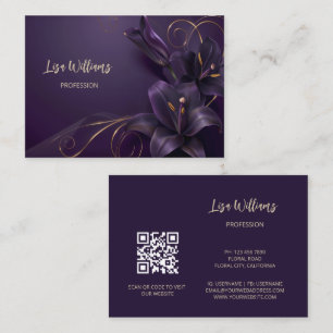 Cartão De Visita Purple Lily Luxury   Flores 3D