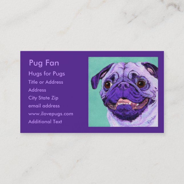 Cartão de visita Purple Pug (Frente)