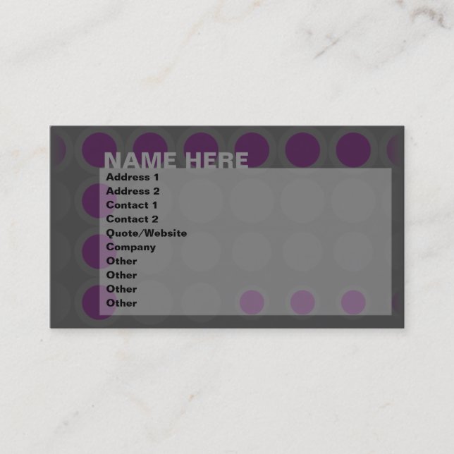 Cartão De Visita púrpura: (Frente)