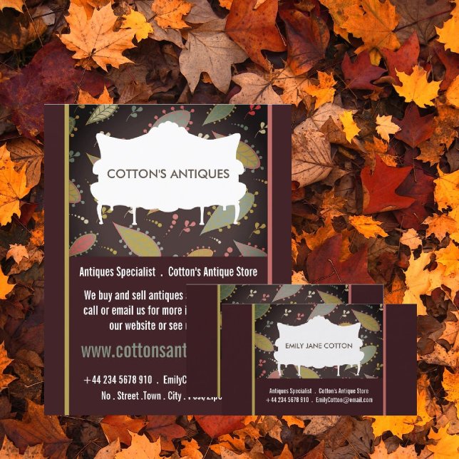 Cartão De Visita Púrpura Boho Chic Sofa, Antiquado Dealer (Criador carregado)